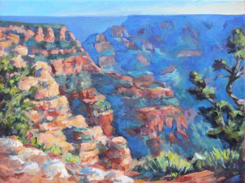Grand Canyon Vista, plein air sketch, acrylic, 12 x 16, Kit Miracle